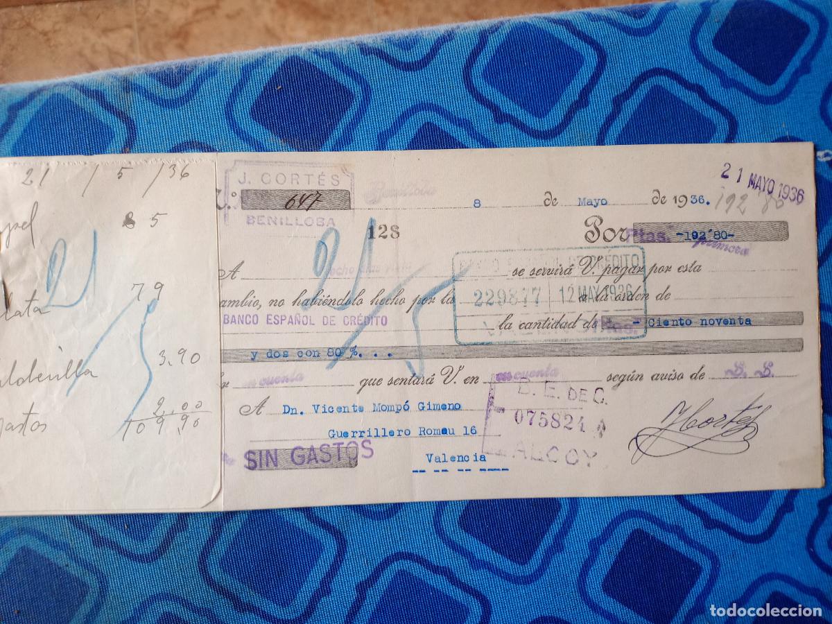Documentos bancarios: 2 letras de cambio. Valencia. 1936 - Foto 5