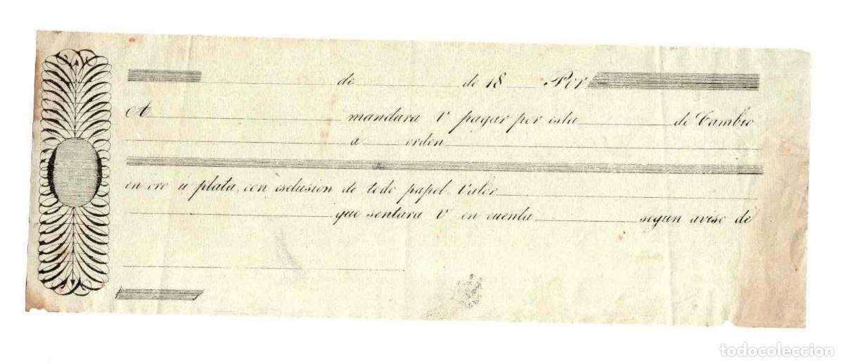 Documentos bancarios: MODELO DE LETRA DE CAMBIO, SIGLO XIX - Foto 1