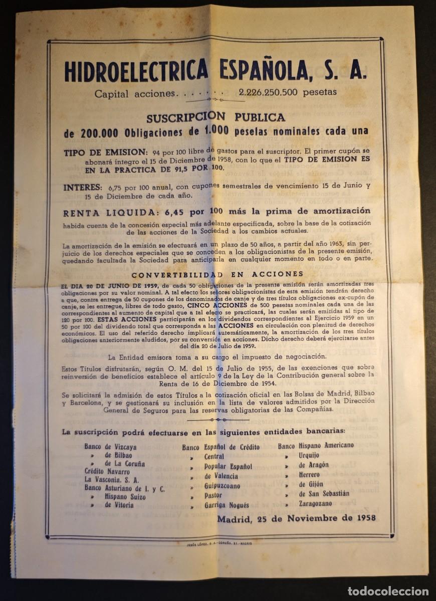 Documentos bancarios: HIDROELECTRICA ESPA&Ntilde;OLA S.A - Foto 1