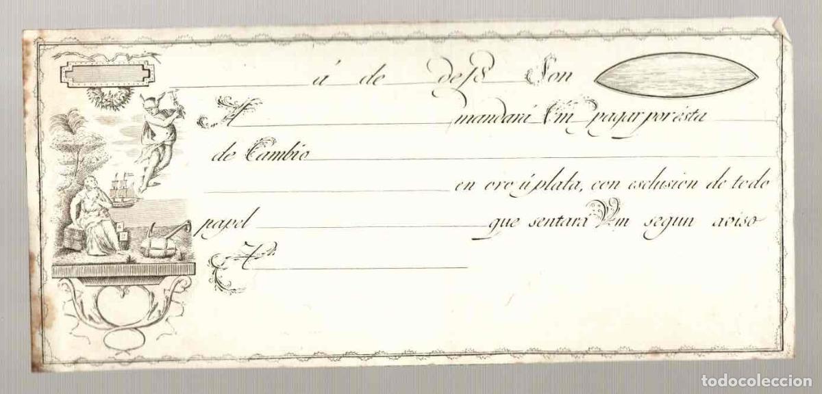 Documentos bancarios: LETRA DE CAMBIO ILUSTRADA CON GRABADO. SIGLO XIX - Foto 1