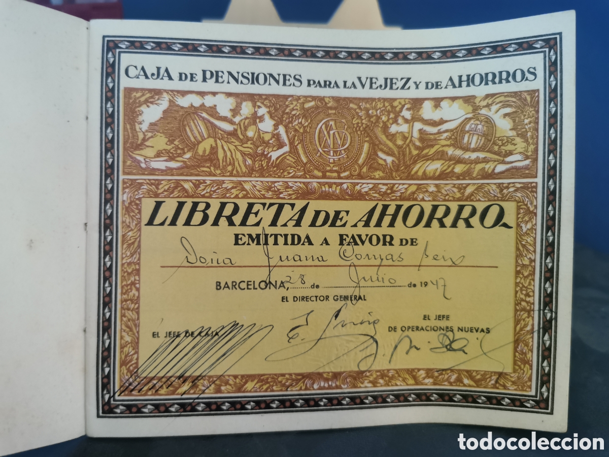 Documentos bancarios: Libreta caja de pensiones Barcelona 1947 - Foto 2