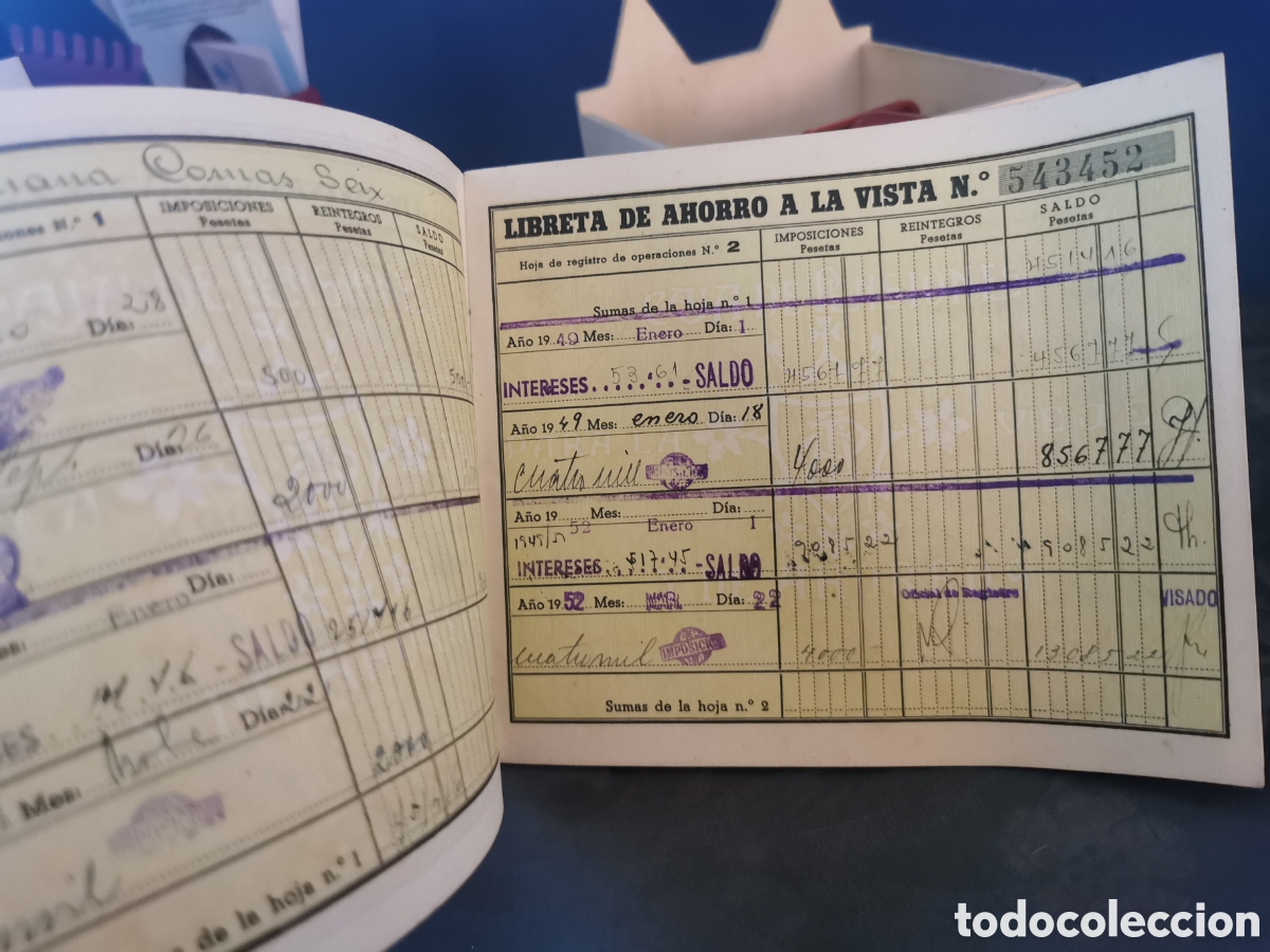 Documentos bancarios: Libreta caja de pensiones Barcelona 1947 - Foto 3