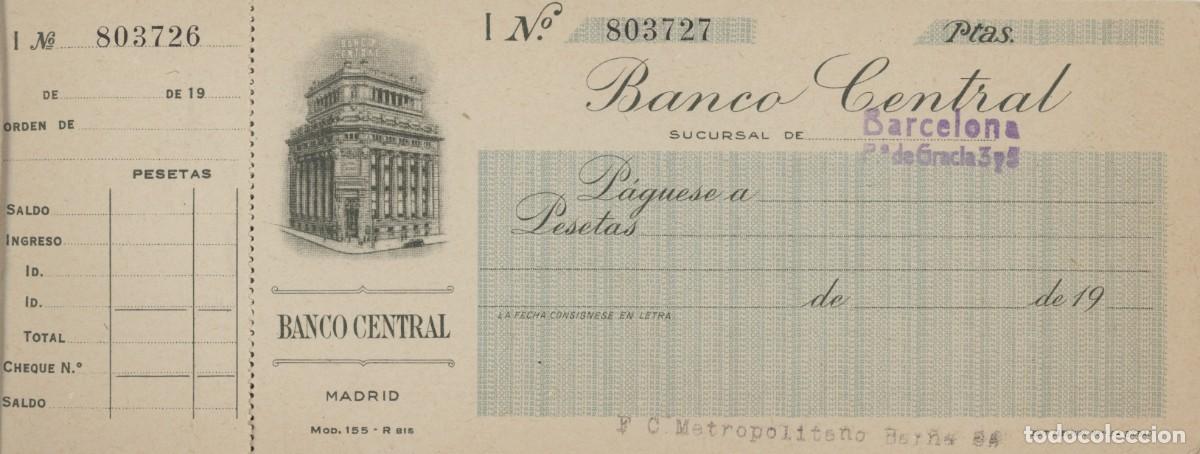 Documentos bancarios: TALONARIO BANCO CENTRAL. - Foto 2