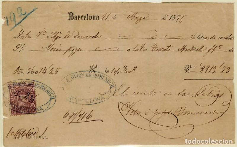 Documentos bancarios: FA3225. Recibo de letra de cambio emitido en Barcelona - Foto 1