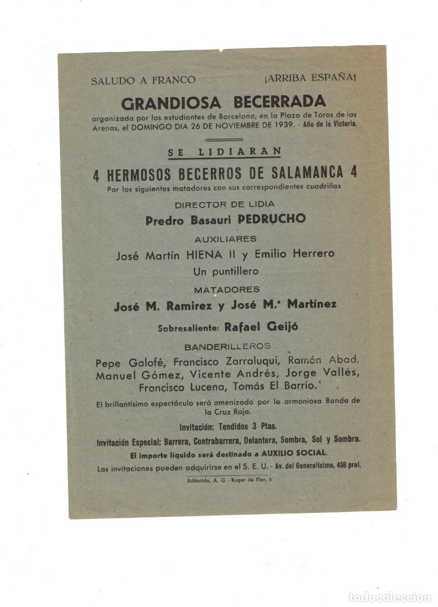 Documentos bancarios: FRANQUISMO. BARCELONA. BECERRADA NOVIEMBRE 1939 - Foto 1