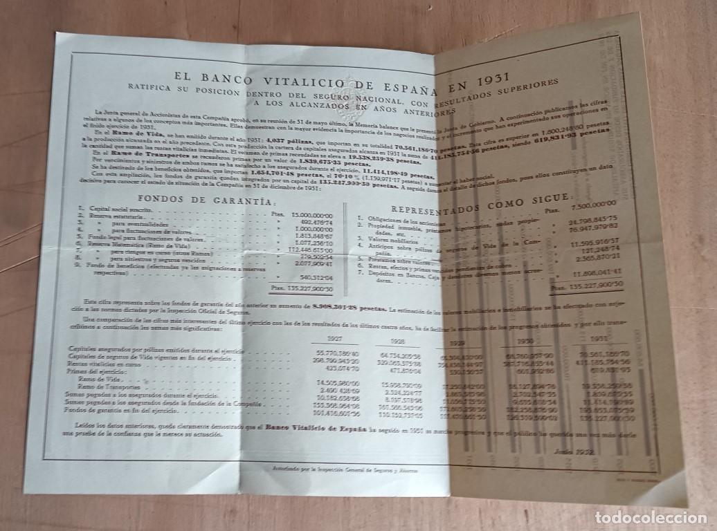 Documentos bancarios: BANCO VITALICIO DE ESPA&Ntilde;A -- Ejercicio de 1931 - Foto 2