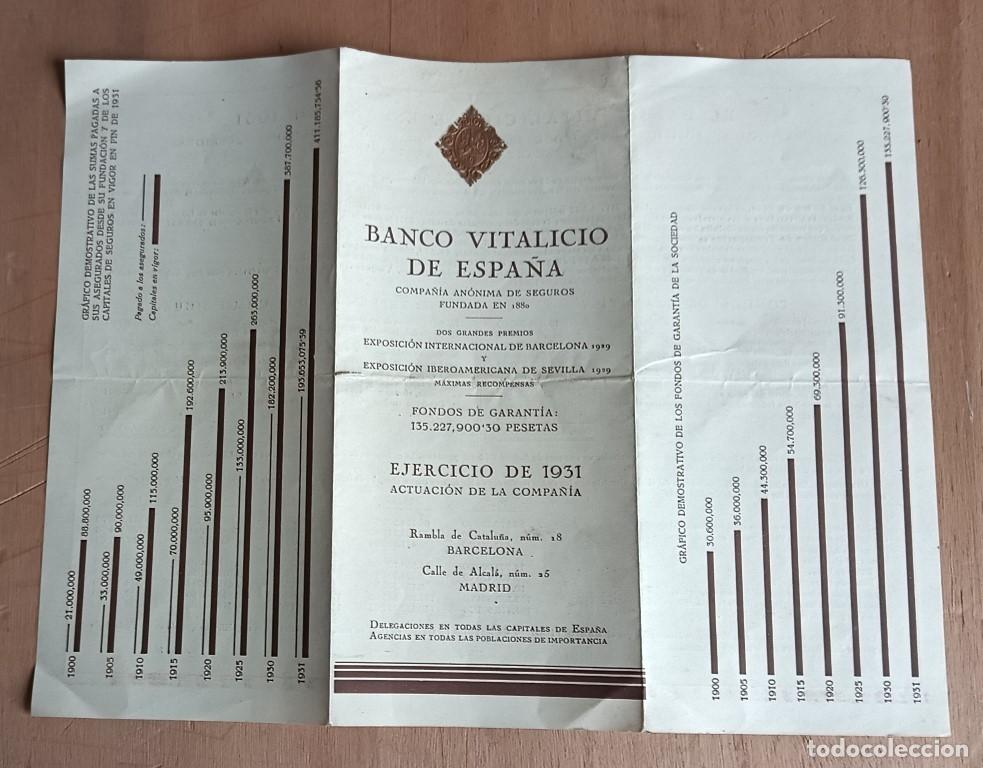 Documentos bancarios: BANCO VITALICIO DE ESPA&Ntilde;A -- Ejercicio de 1931 - Foto 3