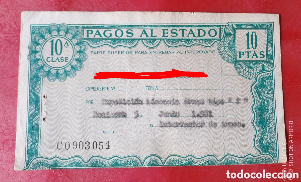 Documentos bancarios: Timbre del Estado - 10 Ptas - Pago al Estado - Foto 1