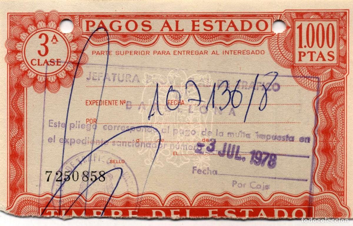 Documentos bancarios: PAGOS AL ESTADO 1000 PTS. 1978 - Foto 1