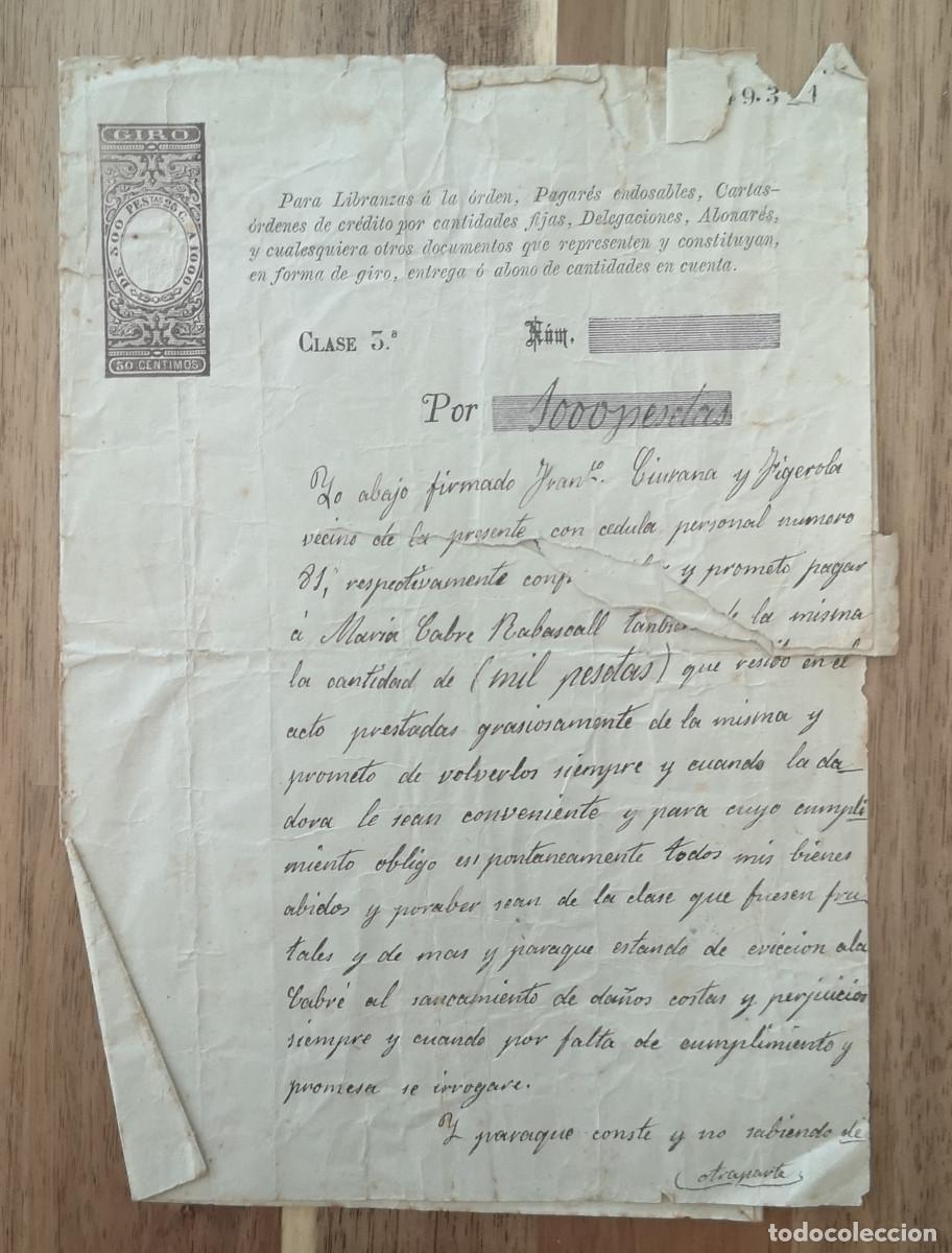 Documentos bancarios: PAGAR&Eacute; EN FORMA DE GIRO - PORRERA 1890 - Foto 1