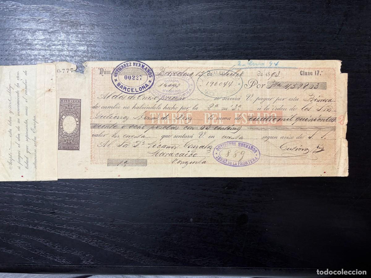 Documentos bancarios: LETRA DE CAMBIO. GUTIERREZ HERMANOS. BARCELONA, 1893 - Foto 1