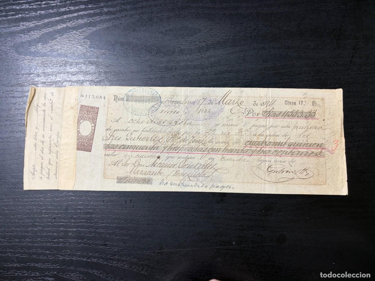 Documentos bancarios: LETRA DE CAMBIO. GUTIERREZ HERMANOS. BARCELONA, 1894 - Foto 1