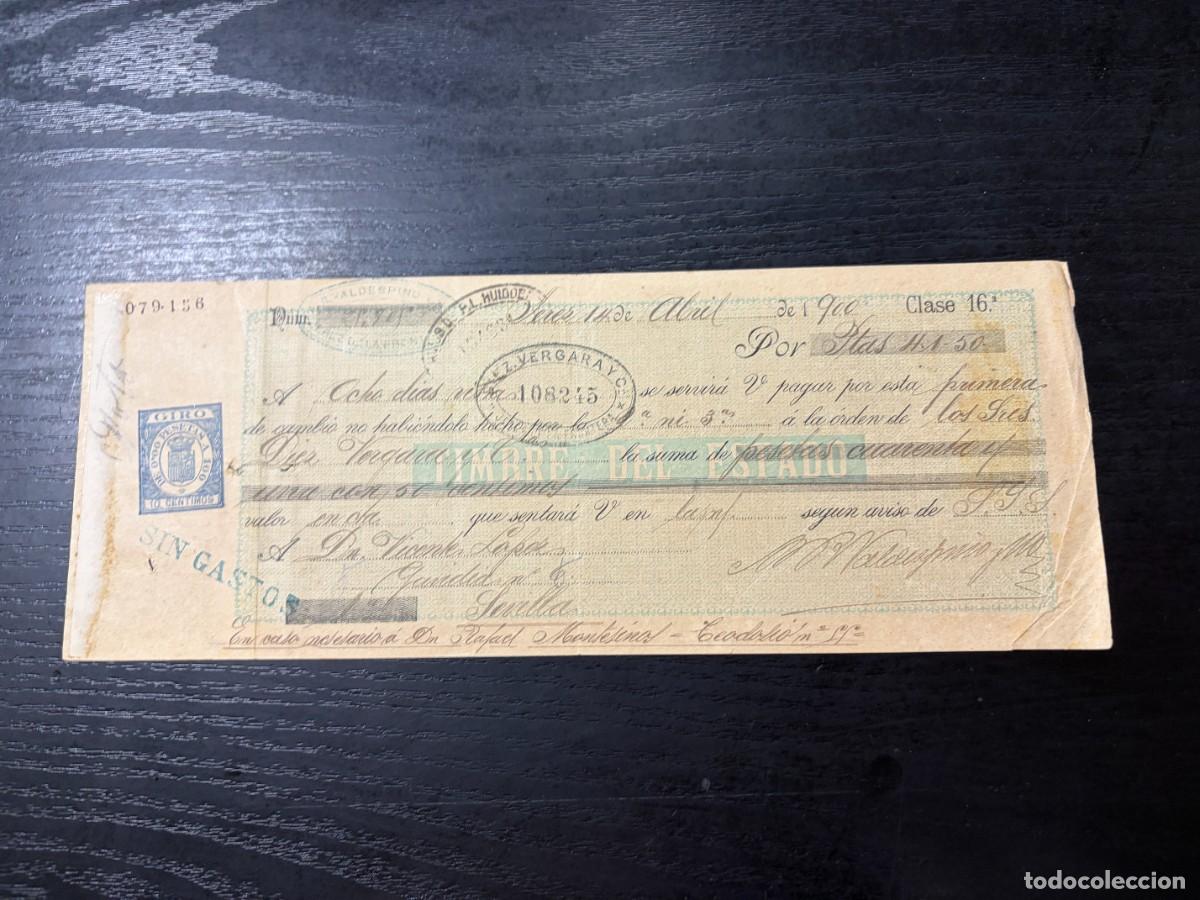 Documentos bancarios: LETRA DE CAMBIO. VALDESPINO. JEREZ, 1900 - Foto 1