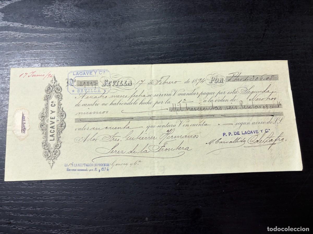 Documentos bancarios: LETRA DE CAMBIO. LACAVE Y CIA. SEVILLA, 1894 - Foto 1