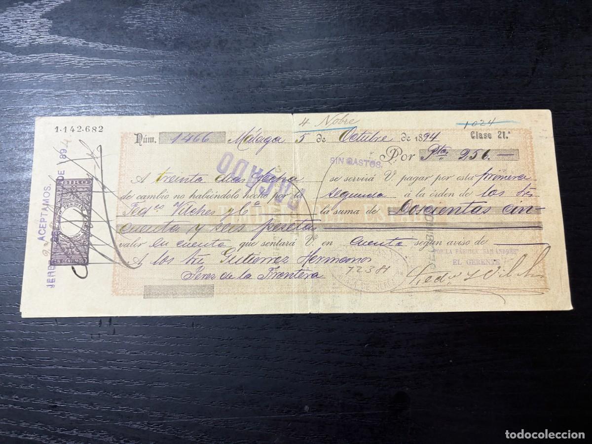 Documentos bancarios: LETRA DE CAMBIO. NAVALLAS. JEREZ, 1894 - Foto 1