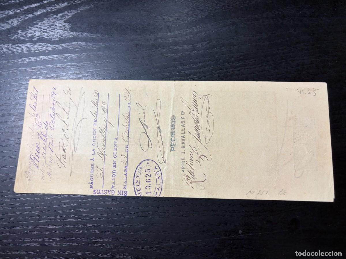 Documentos bancarios: LETRA DE CAMBIO. NAVALLAS. JEREZ, 1894 - Foto 2