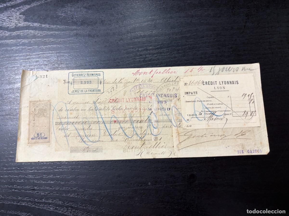 Documentos bancarios: LETRA DE CAMBIO. GUTIERREZ HERMANOS. JEREZ, 1887 - Foto 1