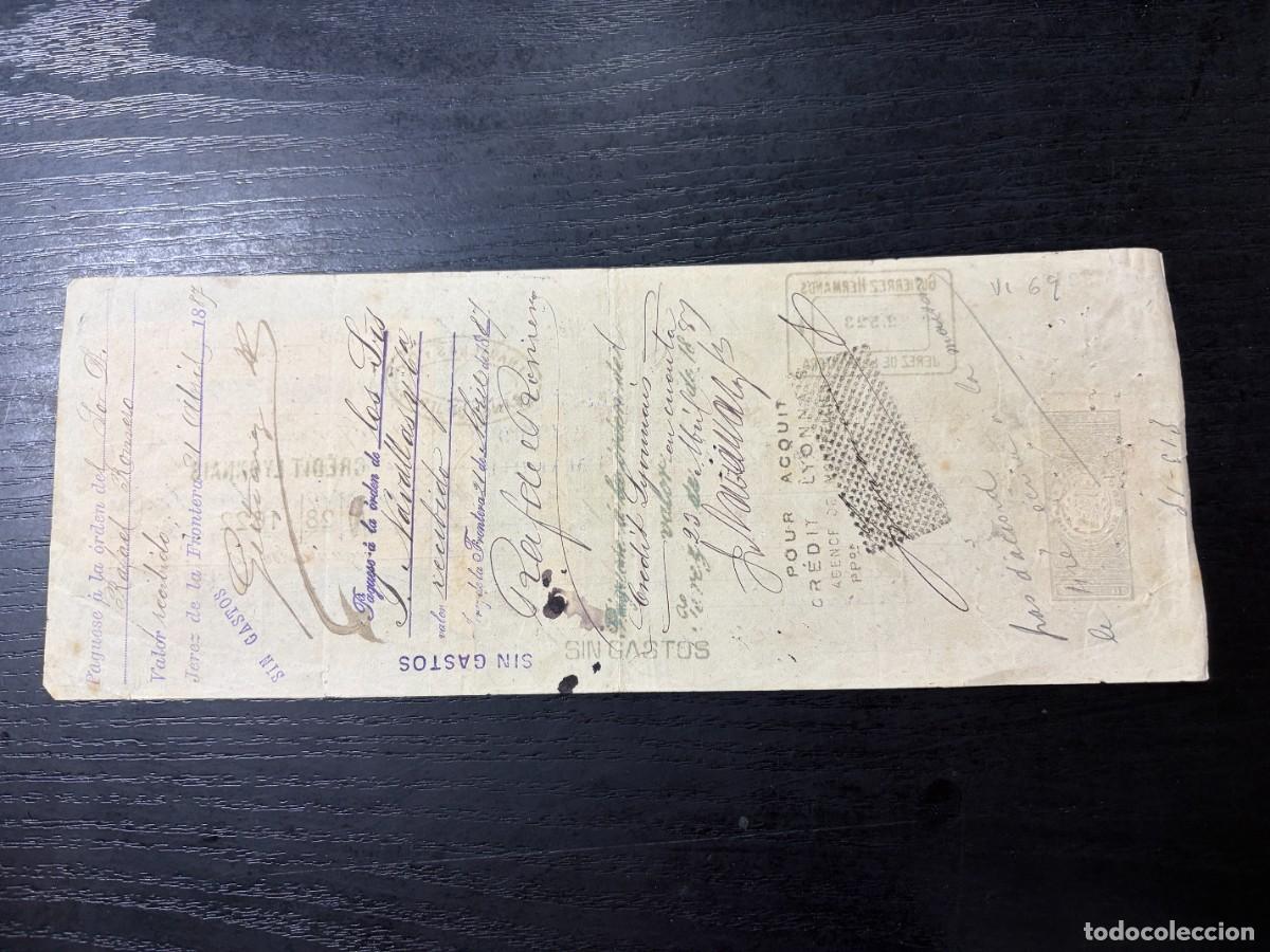Documentos bancarios: LETRA DE CAMBIO. GUTIERREZ HERMANOS. JEREZ, 1887 - Foto 2