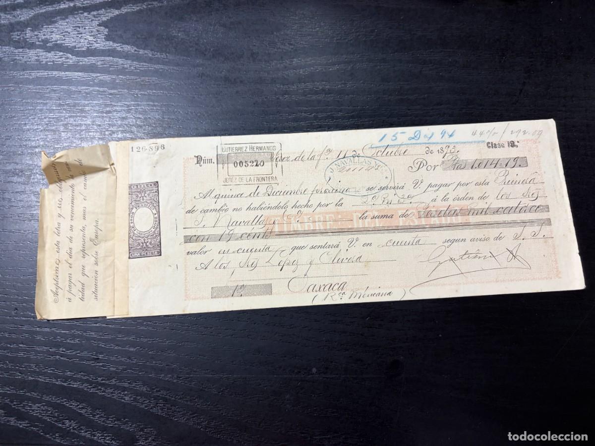 Documentos bancarios: LETRA DE CAMBIO. GUTIERREZ HERMANOS. JEREZ, 1893 - Foto 1