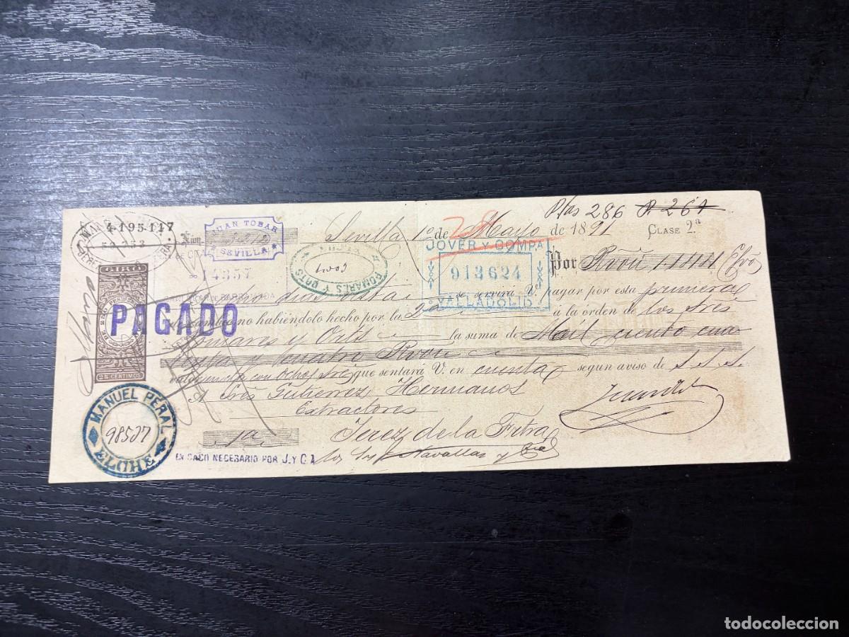 Documentos bancarios: LETRA DE CAMBIO. JUAN TOBAR. SEVILLA, 1891 - Foto 1