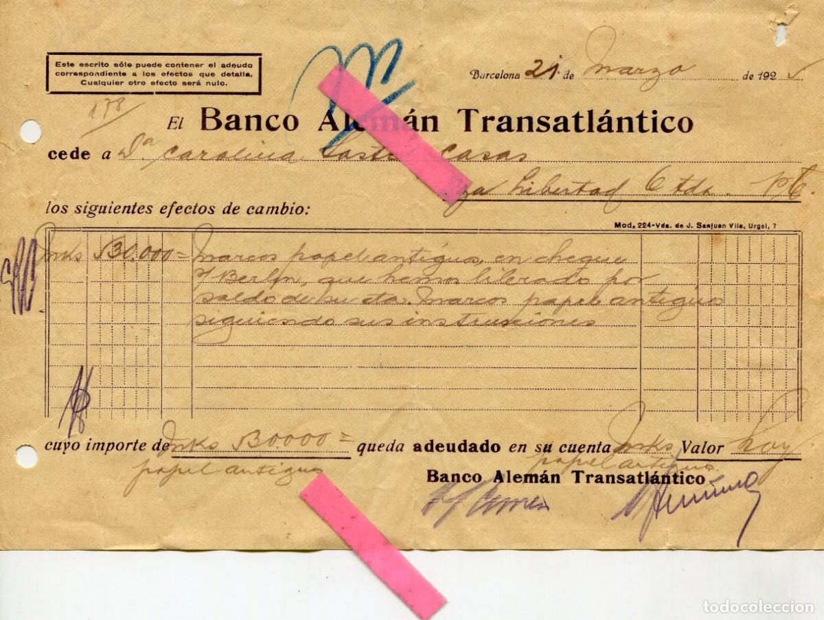 Documentos bancarios: RECIBO BANCO ALEMAN TRANSATLANTICO A&Ntilde;O 1925 - Foto 1