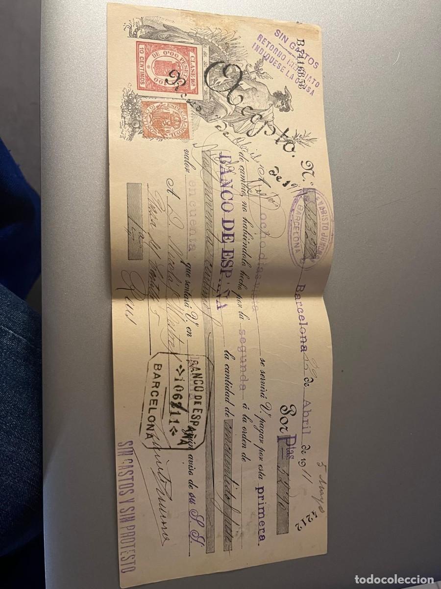 Documentos bancarios: letra Evaristo Juncosa y Nicol&aacute;s Mestres Reus 1911 - Foto 1