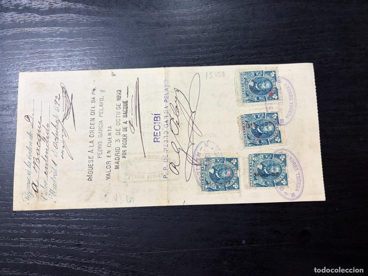 Documentos bancarios: LETRA DE CAMBIO. ANDRES TRUEBA. MEXICO, 1892 - Foto 2