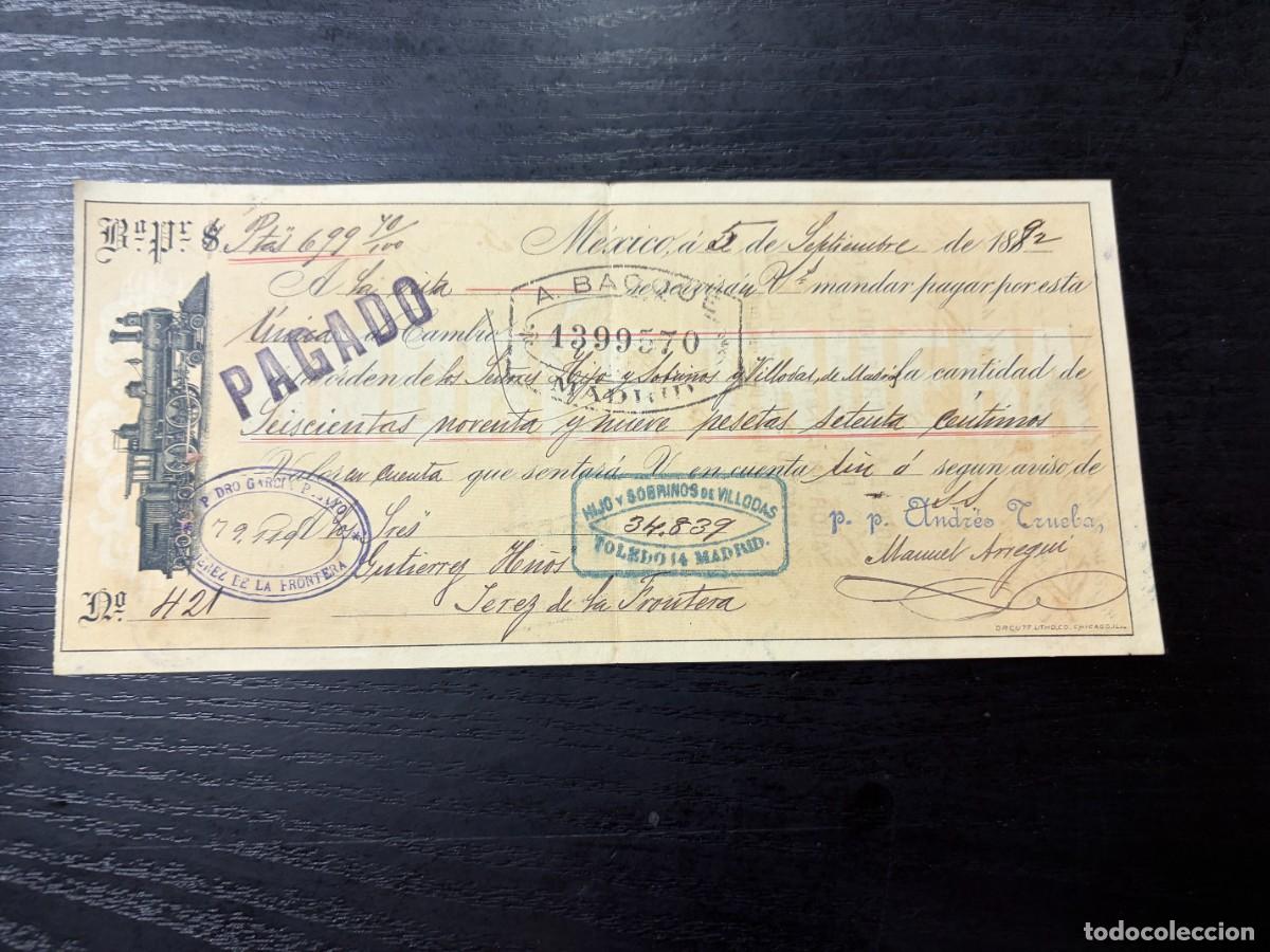 Documentos bancarios: LETRA DE CAMBIO. ANDRES TRUEBA. MEXICO, 1892 - Foto 1