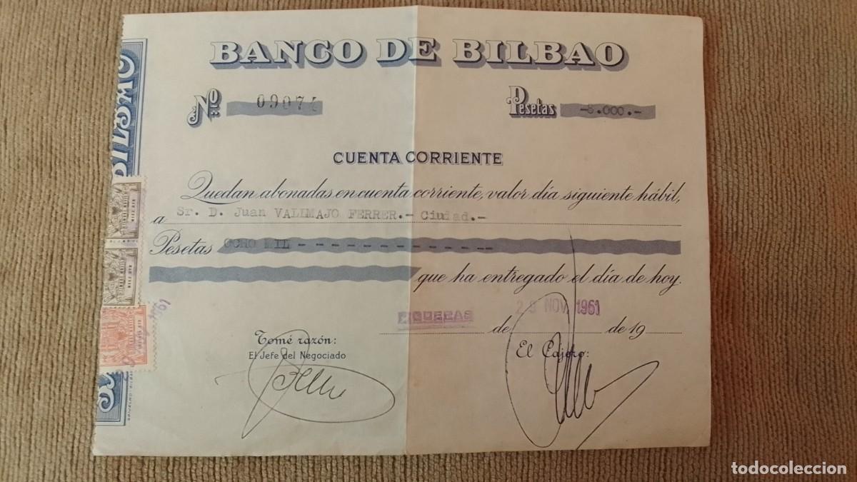 Documentos bancarios: RECIBO BANCO DE BILBAO. 1961. - Foto 1