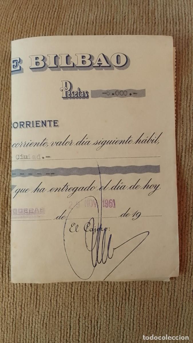 Documentos bancarios: RECIBO BANCO DE BILBAO. 1961. - Foto 5