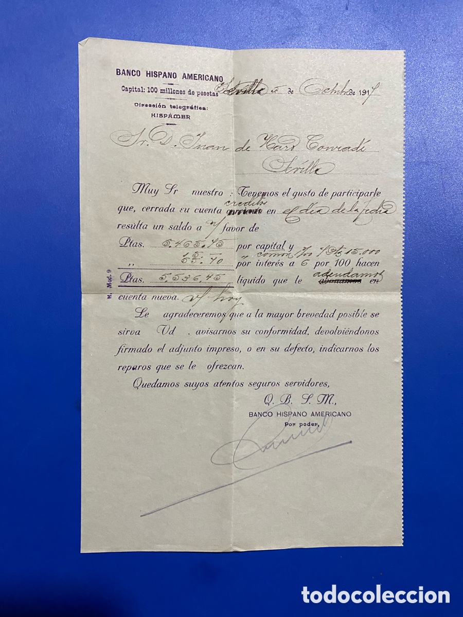 Documentos bancarios: Banco hispano americano, 1917 documentos - Foto 1