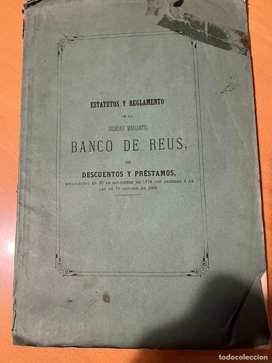 Documentos bancarios: ESTATUTOS Y REGLAMENTO BANCO DE REUS 1874 - Foto 1