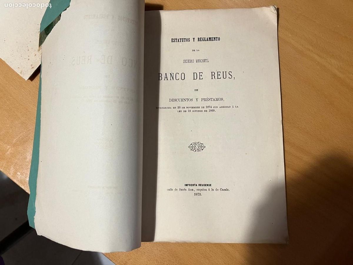 Documentos bancarios: ESTATUTOS Y REGLAMENTO BANCO DE REUS 1874 - Foto 2
