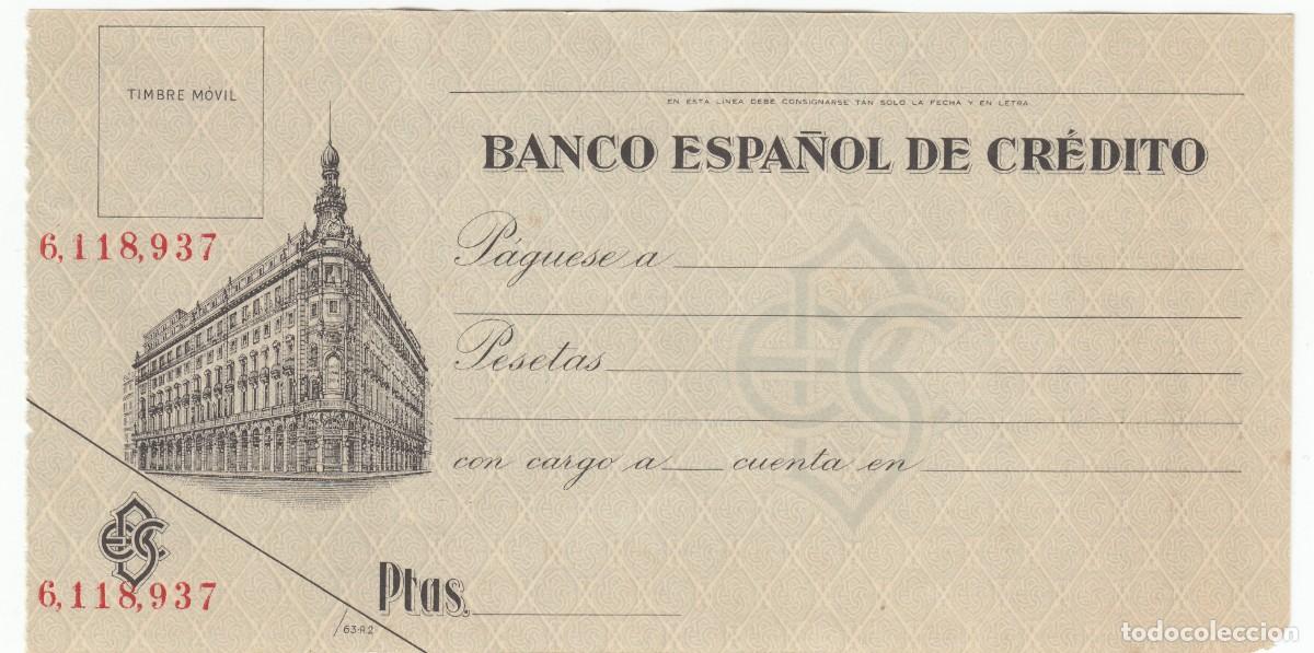 Documentos bancarios: CHEQUE, TALON BANCO ESPA&Ntilde;OL DE CREDITO. EN BLANCO, SIN UTILIZAR. - Foto 1