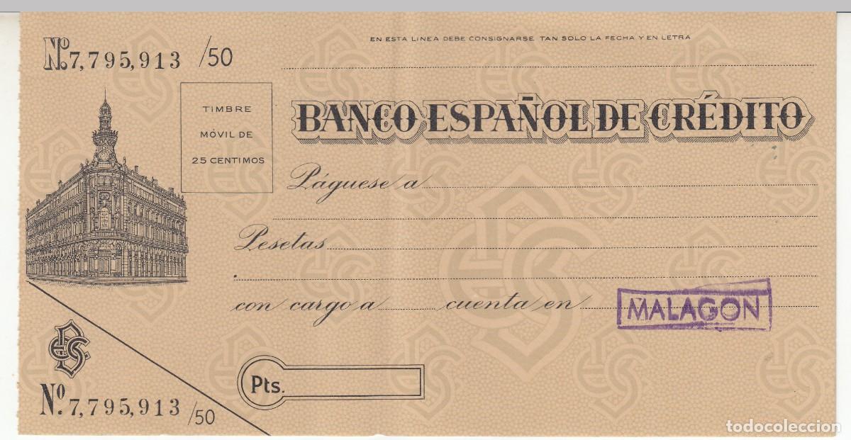 Documentos bancarios: CHEQUE, TALON BANCO ESPA&Ntilde;OL DE CREDITO. EN BLANCO, SIN UTILIZAR. - Foto 1