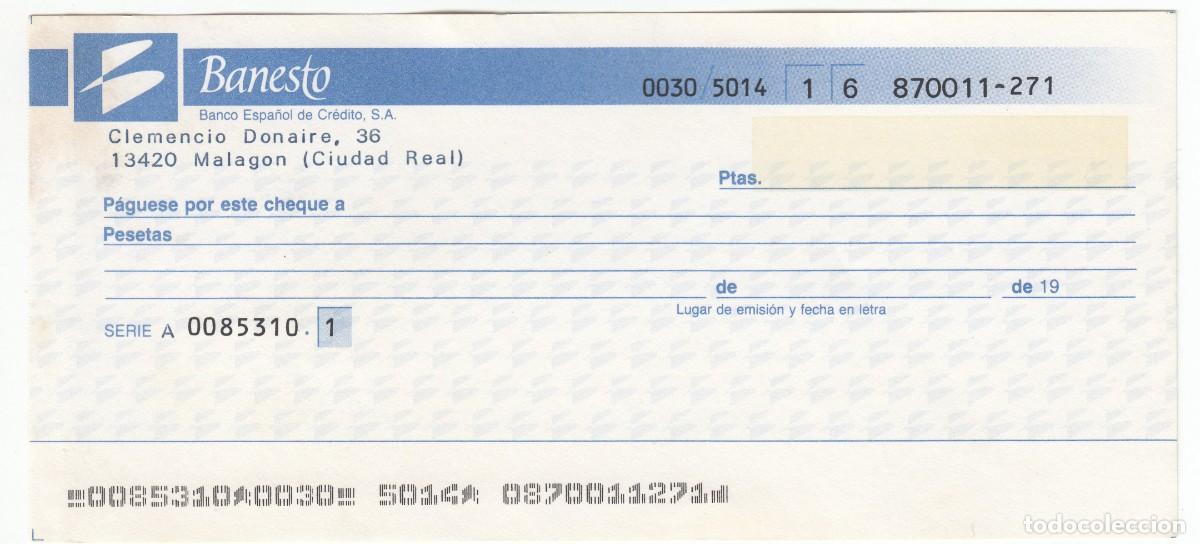 Documentos bancarios: CHEQUE, TALON BANCO ESPA&Ntilde;OL DE CREDITO. EN BLANCO, SIN UTILIZAR. - Foto 1
