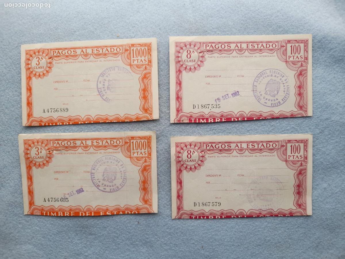 Documentos bancarios: Lote de 4 Billetes / P&oacute;lizas de Pagos al Estado. - Foto 1