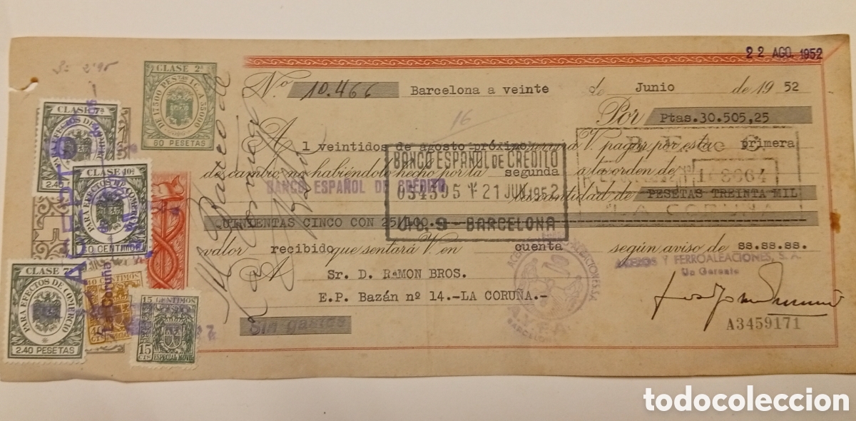 Documentos bancarios: Lote de 10 antigua letra de cambio - Foto 5
