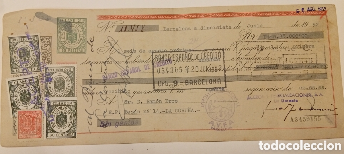 Documentos bancarios: Lote de 10 antigua letra de cambio - Foto 11