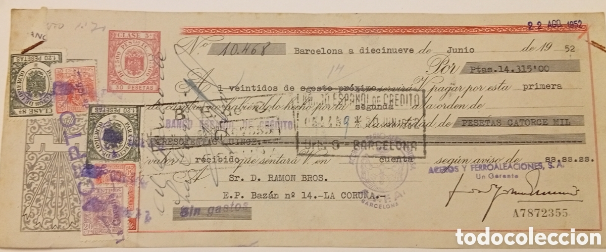 Documentos bancarios: Lote de 10 antigua letra de cambio - Foto 13