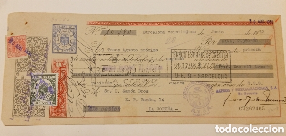 Documentos bancarios: Lote de 10 antigua letra de cambio - Foto 15