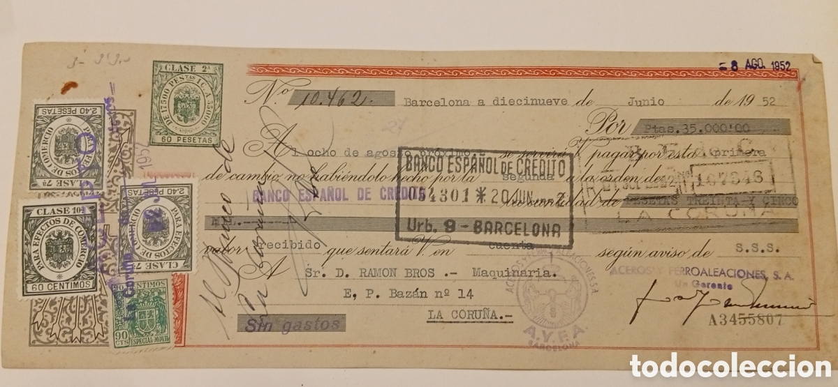 Documentos bancarios: Lote de 10 antigua letra de cambio - Foto 17