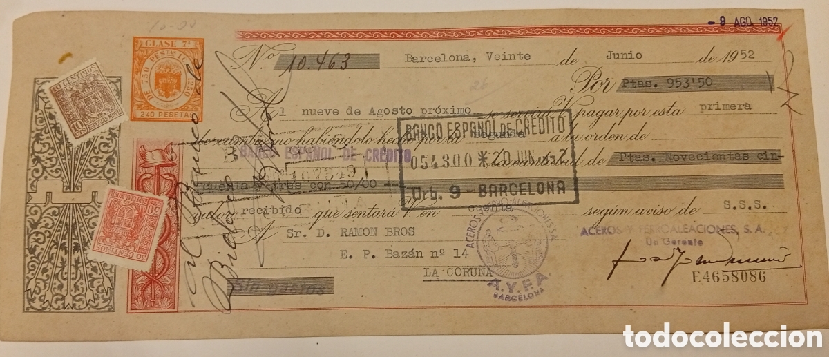 Documentos bancarios: Lote de 10 antigua letra de cambio - Foto 19
