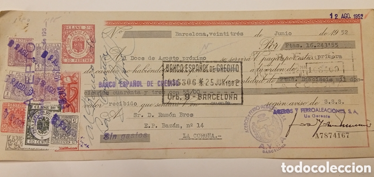 Documentos bancarios: Lote de 10 antigua letra de cambio - Foto 1