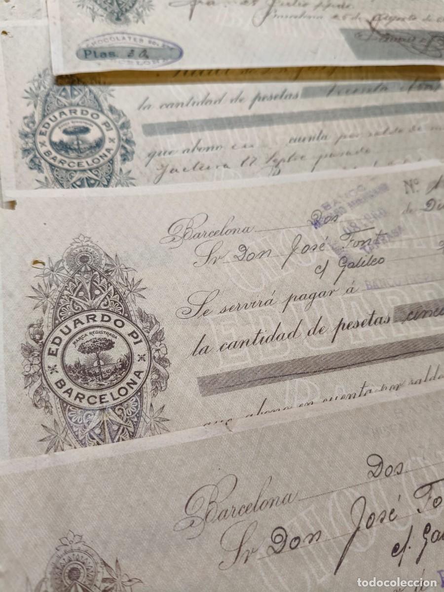 Documentos bancarios: 1915. Lote de 7 cheques Chocolates Eduardo Pi. Sabadell. - Foto 1