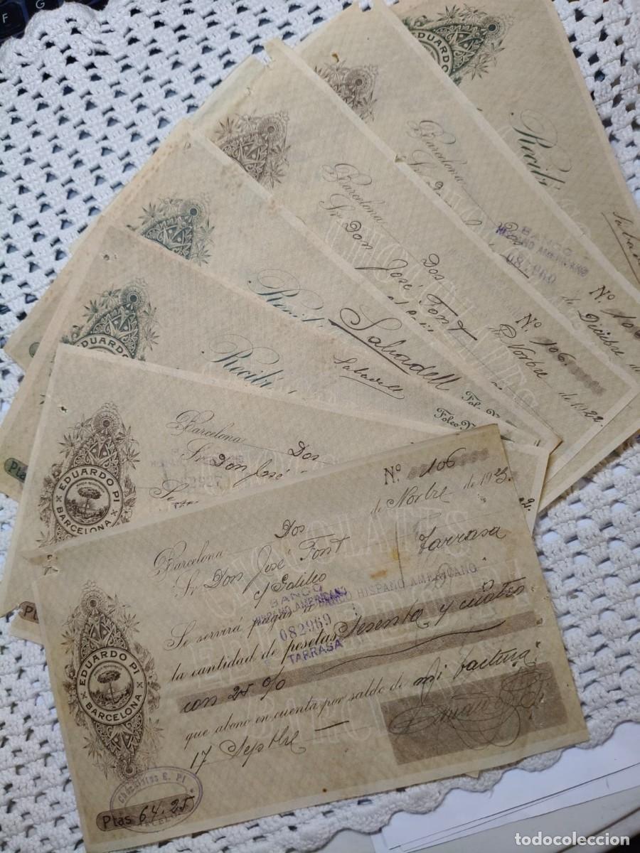 Documentos bancarios: 1915. Lote de 7 cheques Chocolates Eduardo Pi. Sabadell. - Foto 3