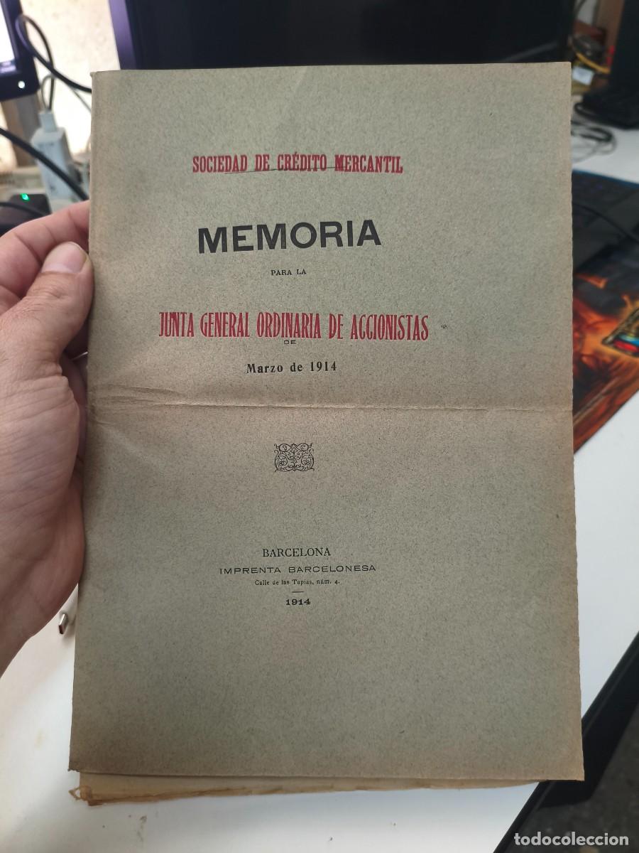 Documentos bancarios: MEMROUIA SOCIEDAD DE CRETIDO MERCANTIL JUNTA ACCIONISTAS 1914 BARCELONA MINA DEL RIF AFRICA