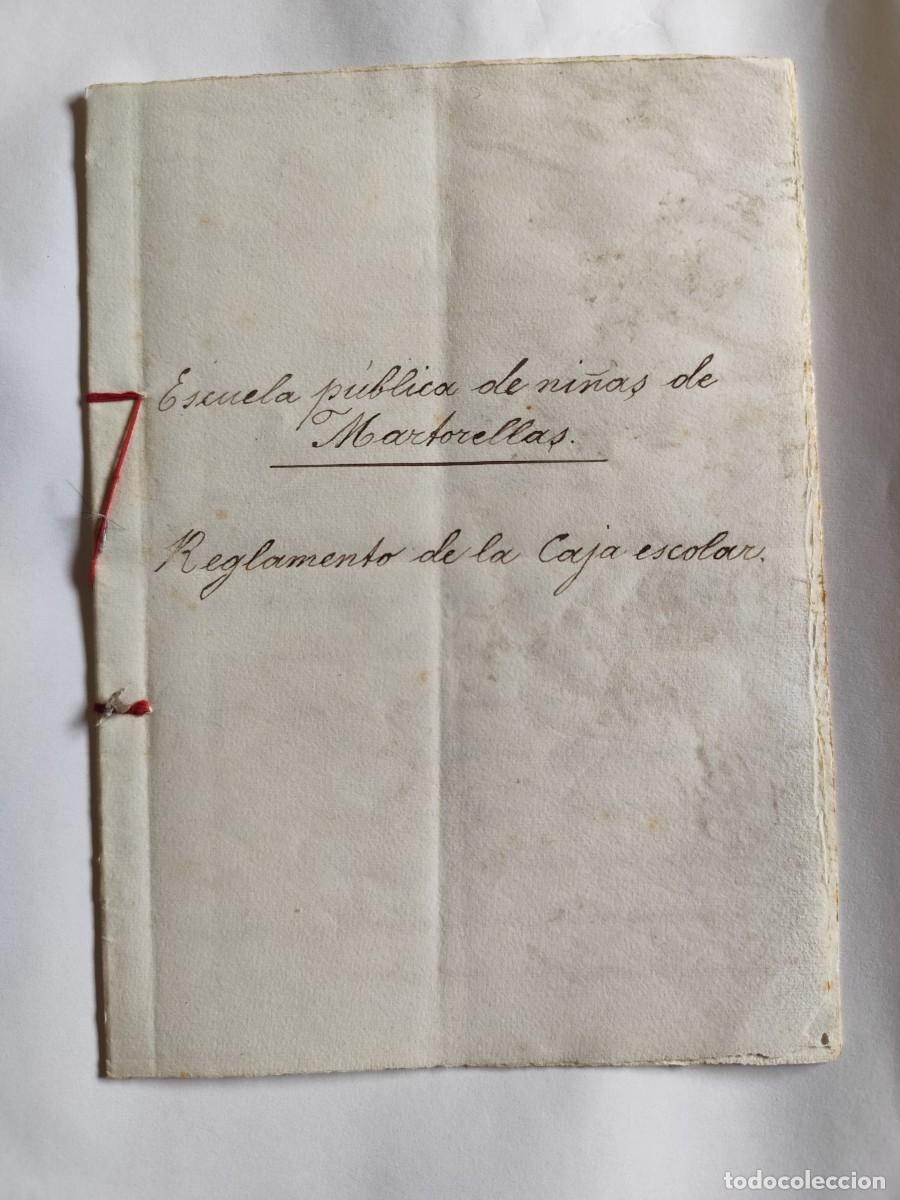 Documentos bancarios: ESCUELA PUBLICA DE NI&Ntilde;AS MARTORELLAS, BARCELONA REGLAMENTO CAJA DE AHORROS ESCOLAR A&Ntilde;O 1909 SELLADO