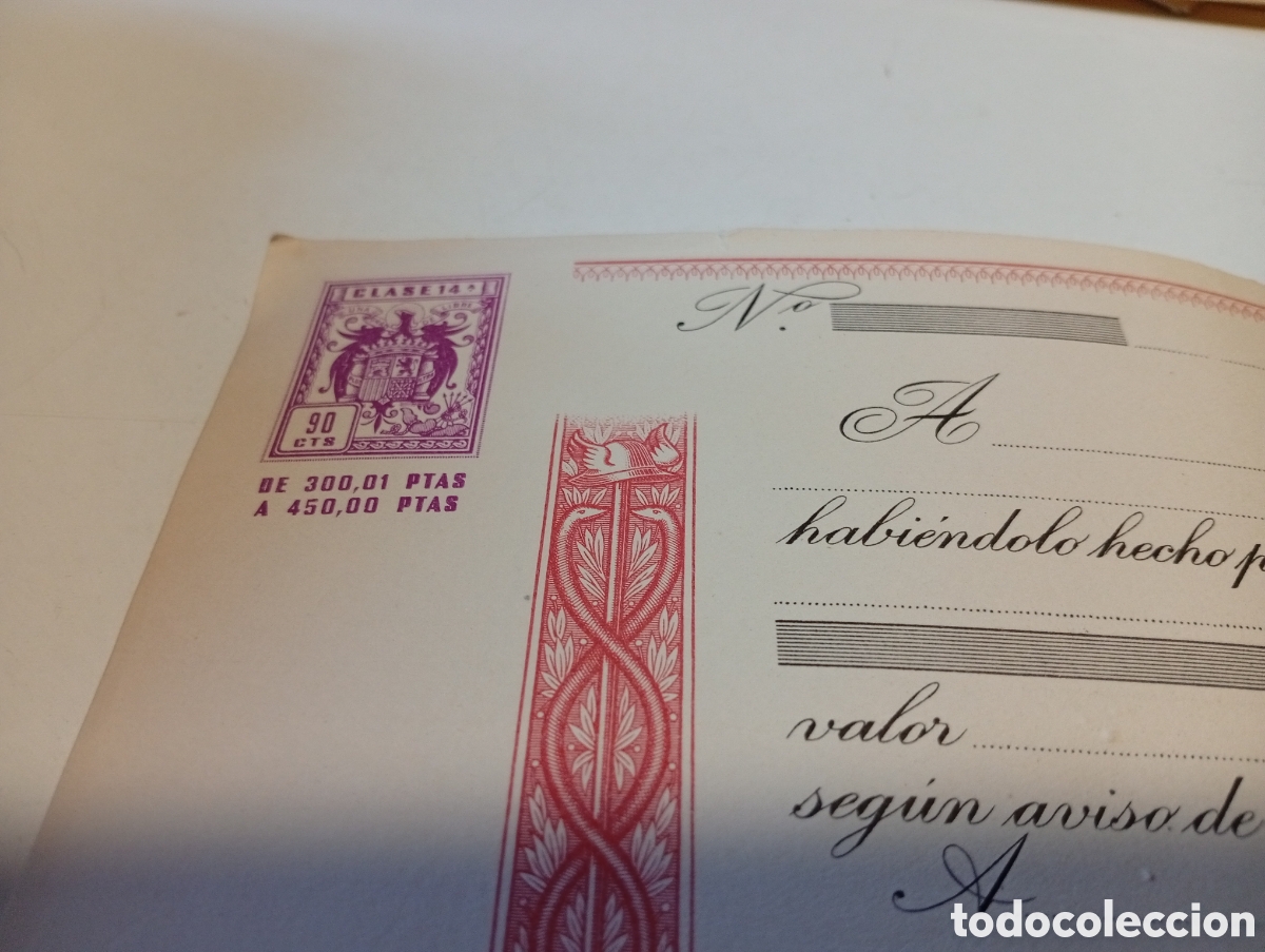 Documentos bancarios: Letra de Cambio 90 c&eacute;ntimos a&ntilde;os 60 creo - Foto 2