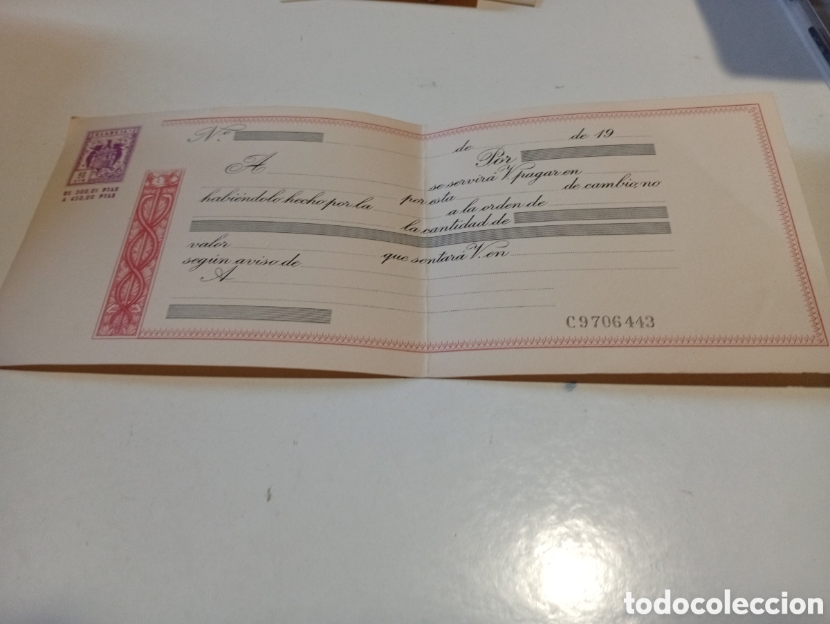Documentos bancarios: Letra de Cambio 90 c&eacute;ntimos a&ntilde;os 60 creo